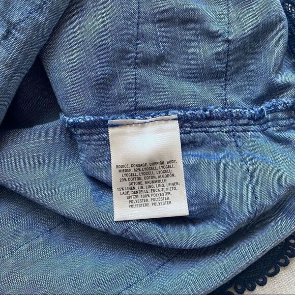 Anthropologie Laced Chambray Top Linen Blend - Picture 8 of 13